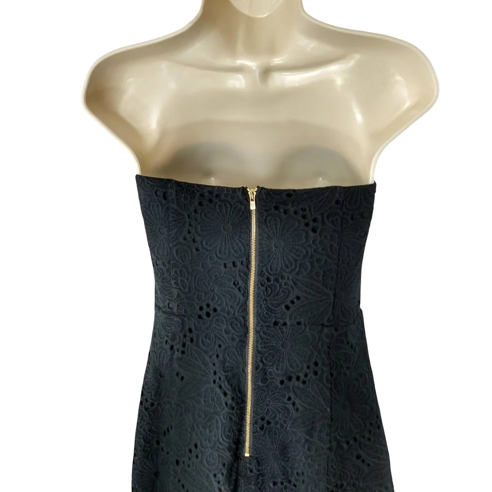 Lilly Pulitzer Textured Eyelet  Black Strapless Dress - Picture 4 of 9